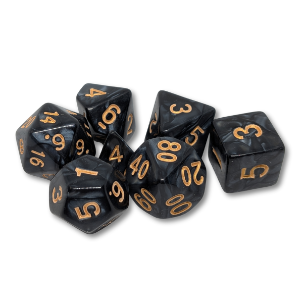 Black Marble - Set of 7 Polyhedral Dice