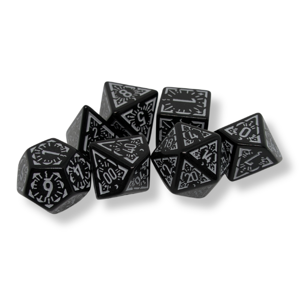 Black Runic - Set of 7 Polyhedral Dice
