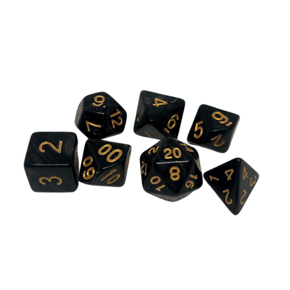 Black Sparkle - Set of 7 Polyhedral Dice