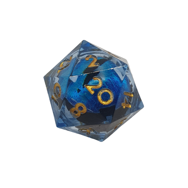 Blue Dragon Eye - Liquid Core - Sharp Edge - Set of 7 Polyhedral Dice