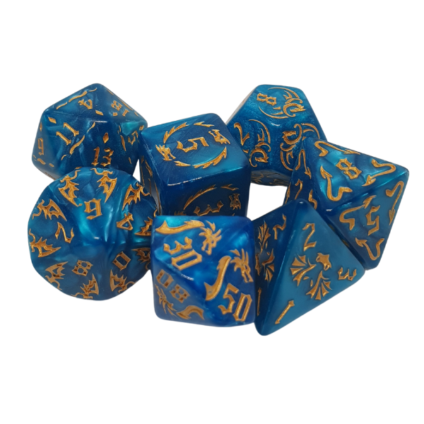 Blue Dragon - Set of 7 Polyhedral Dice