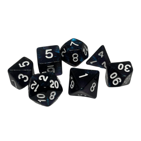 Blue & Black Sparkle - Set of 7 Polyhedral Dice