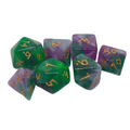 Purple & Green Marble - Set of 7 Polyhedral Dice
