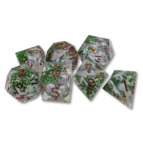 Enchanted Meadow - Liquid Core - Sharp Edge - Set of 7 Polyhedral Dice