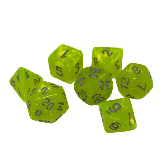 Fluorescent Sparkle - Set of 7 Polyhedral Dice