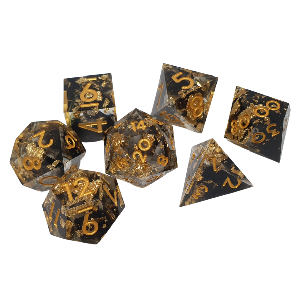 Gilded Gold - Sharp Edge - Set of 7 Polyhedral Dice