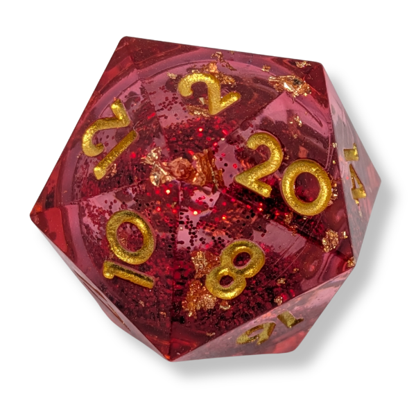 Gilded Ruby - Liquid Core - Sharp Edge - Set of 7 Polyhedral Dice