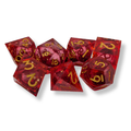 Gilded Ruby - Liquid Core - Sharp Edge - Set of 7 Polyhedral Dice