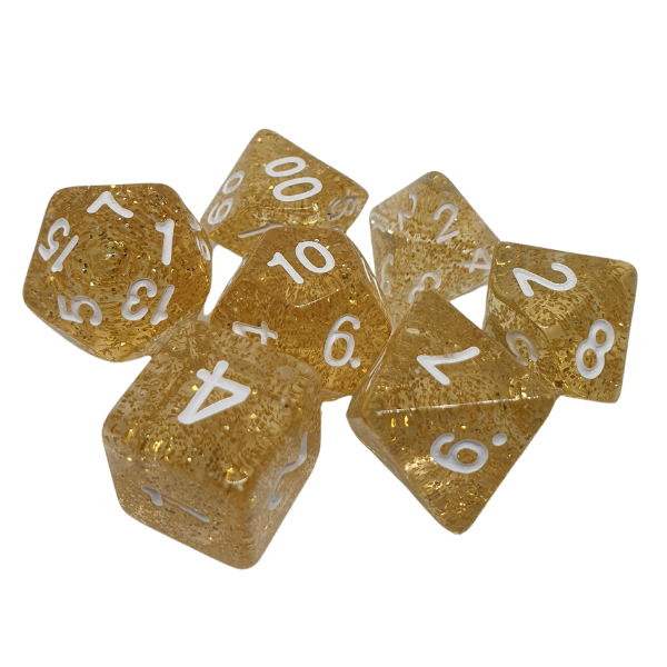 Gold Glitter - Set of 7 Polyhedral Dice