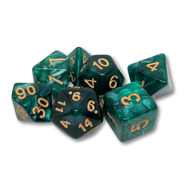 Teal Marble - Set of 7 Polyhedral Dice