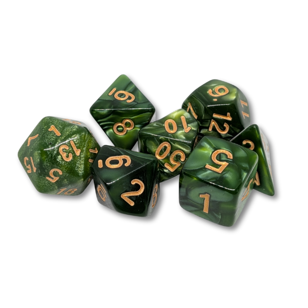 Green Marble - Set of 7 Polyhedral Dice