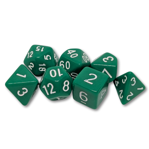 Green Solid - Set of 7 Polyhedral Dice