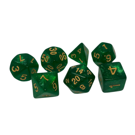 Green Sparkle - Set of 7 Polyhedral Dice