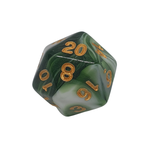 Green & White Marble - Set of 7 Polyhedral Dice