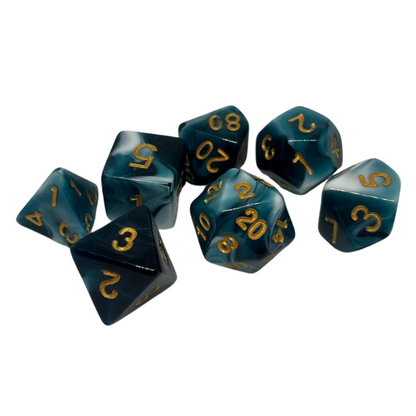 Torquoise & White Marble - Set of 7 Polyhedral Dice