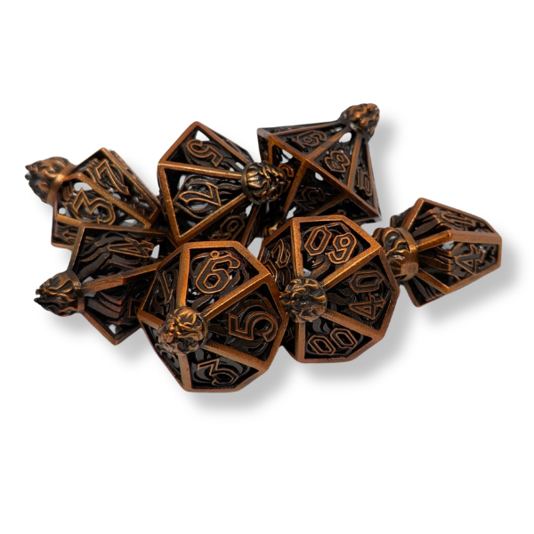 Metal Lantern - Set of 7 Polyhedral Dice