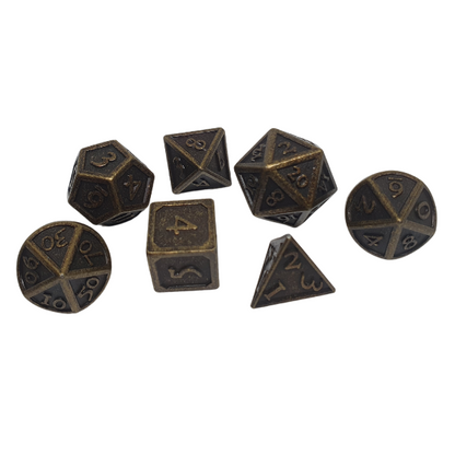 Metal & Drawstring Bag - Set of 7 Polyhedral Dice