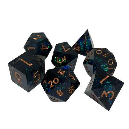 Midnight Nebula - Sharp Edge - Set of 7 Polyhedral Dice