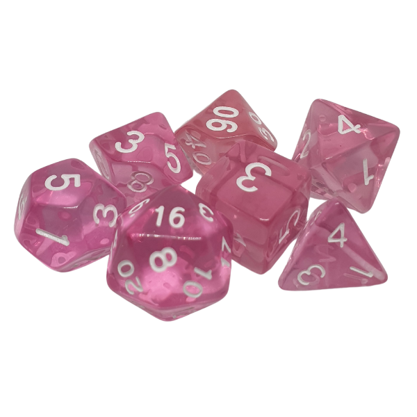 Pink Transparent - Set of 7 Polyhedral Dice