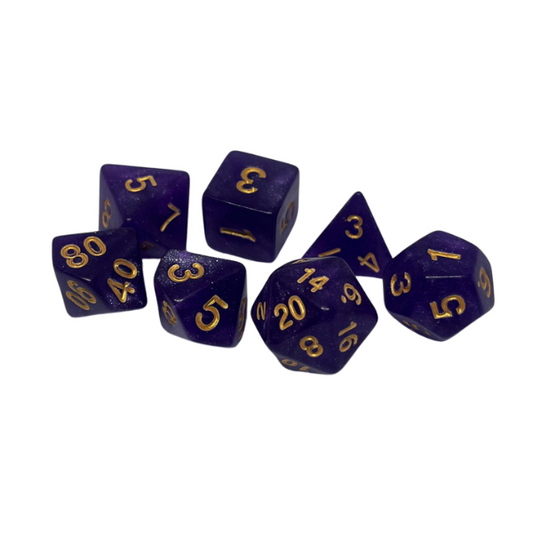 Purple Sparkle - Set of 7 Polyhedral Dice