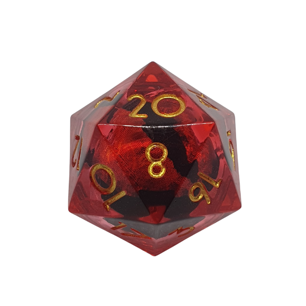 Red Dragon Eye - Liquid Core - Sharp Edge - Set of 7 Polyhedral Dice
