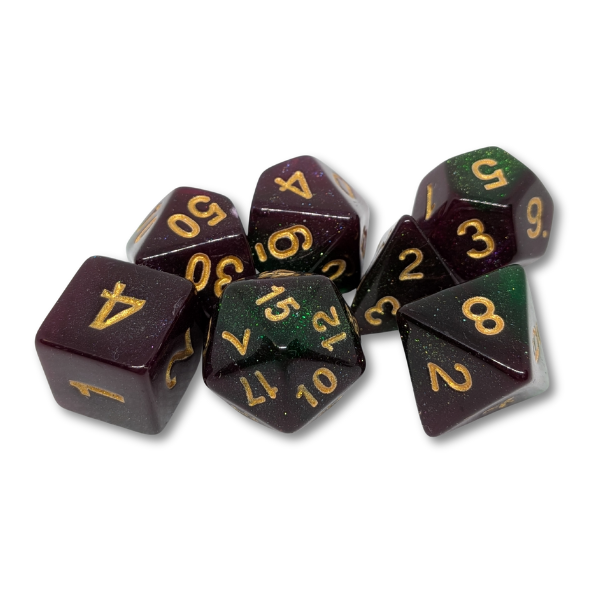 Red & Green Galaxy - Set of 7 Polyhedral Dice