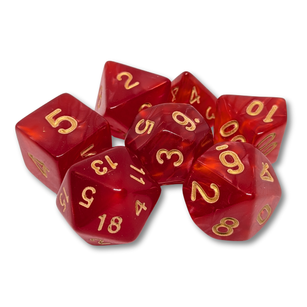 Red Marble - Set of 7 Polyhedral Dice