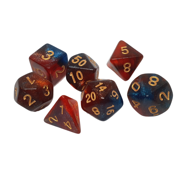 Red & Blue Sparkle - Set of 7 Polyhedral Dice