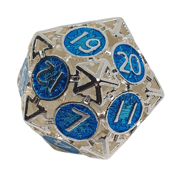 Silver & Blue Metal - Set of 7 Polyhedral Dice