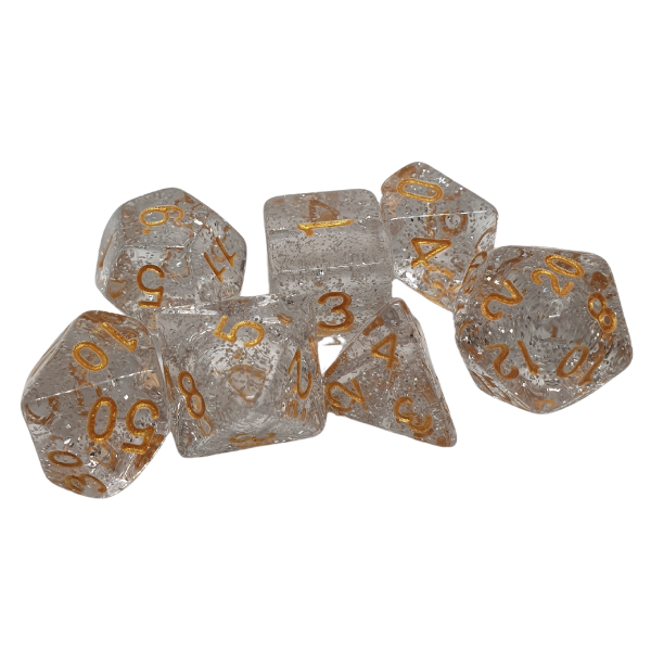 Silver Glitter - Set of 7 Polyhedral Dice