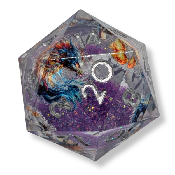 Violet Wyrm - Liquid Core - Sharp Edge - Set of 7 Polyhedral Dice