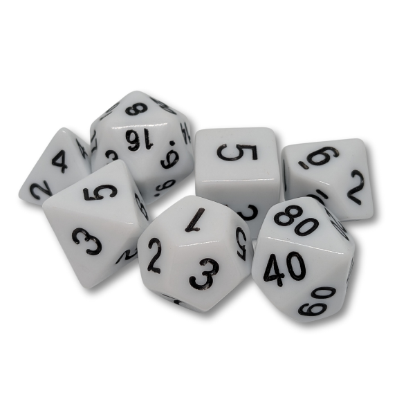 White Solid - Set of 7 Polyhedral Dice