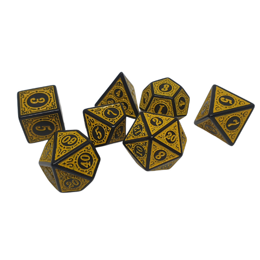 Yellow Ornate - Set of 7 Polyhedral Dice