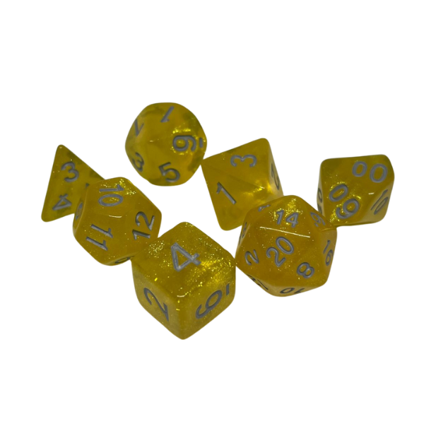 Yellow Sparkle - Set of 7 Polyhedral Dice